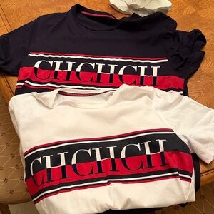 Carolina Herrera Men’s' Navy and White Logo Tees